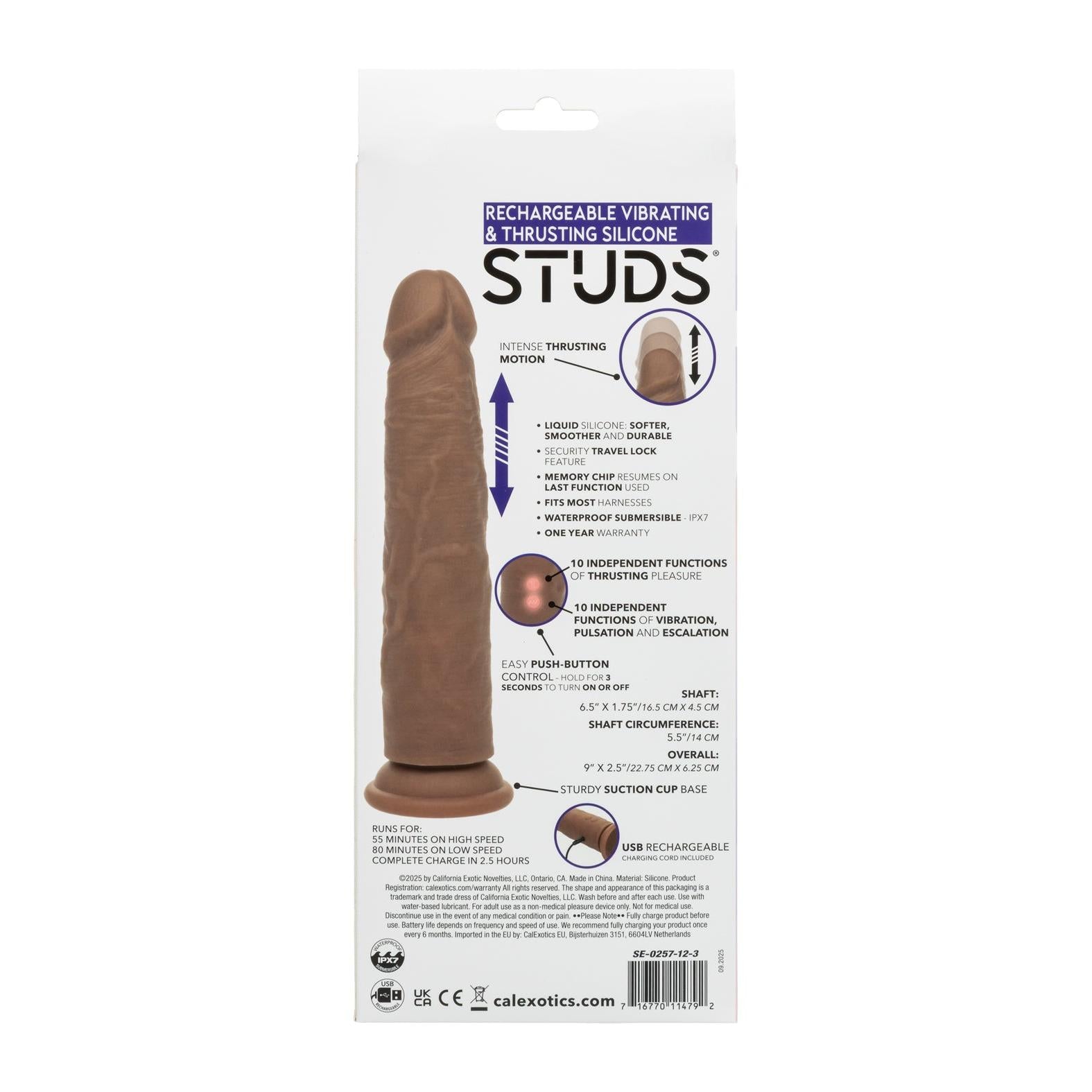 CalExotics Vibrating & Thrusting Silicone Studs in Brown