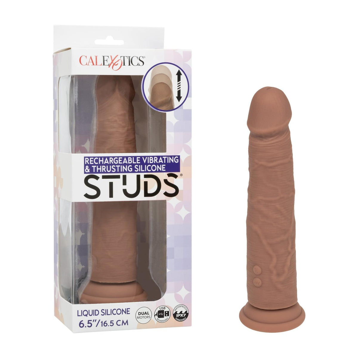 CalExotics Vibrating & Thrusting Silicone Studs in Brown