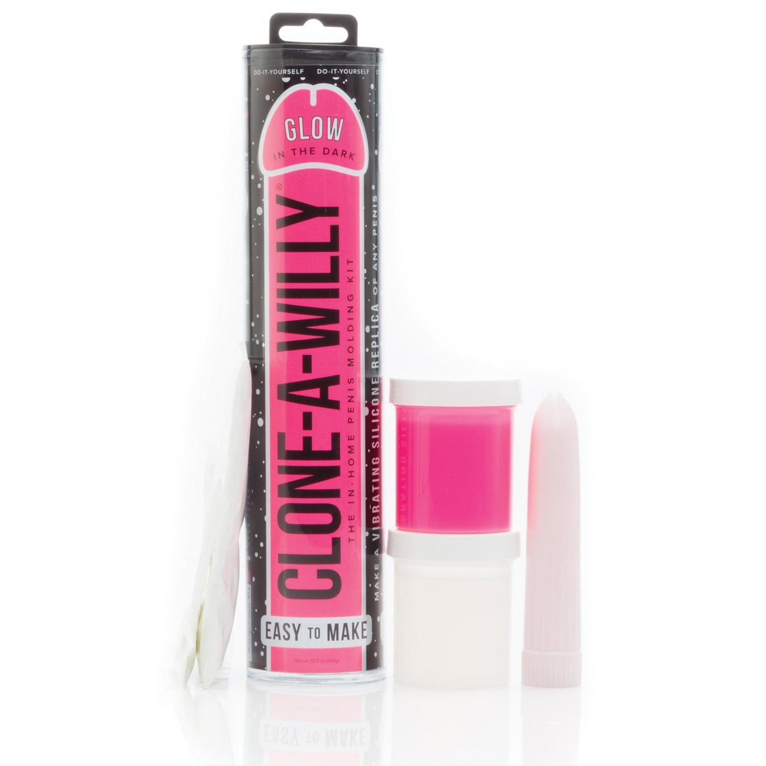 Clone-A-Willy Kit Vibrating Glow in the Dark in Hot Pink