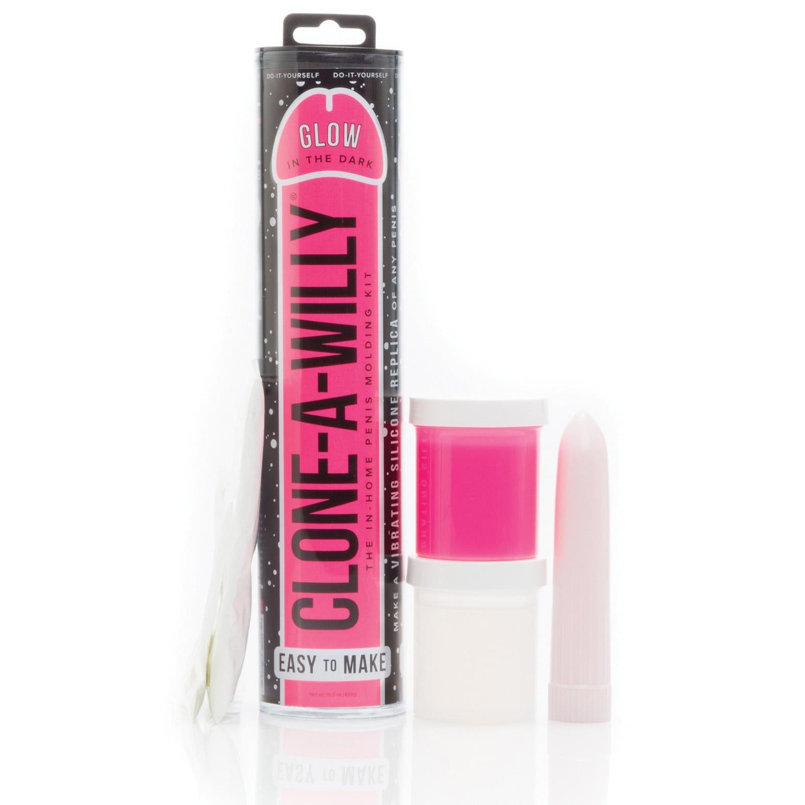 Clone-A-Willy Kit Vibrating Glow in the Dark in Hot Pink