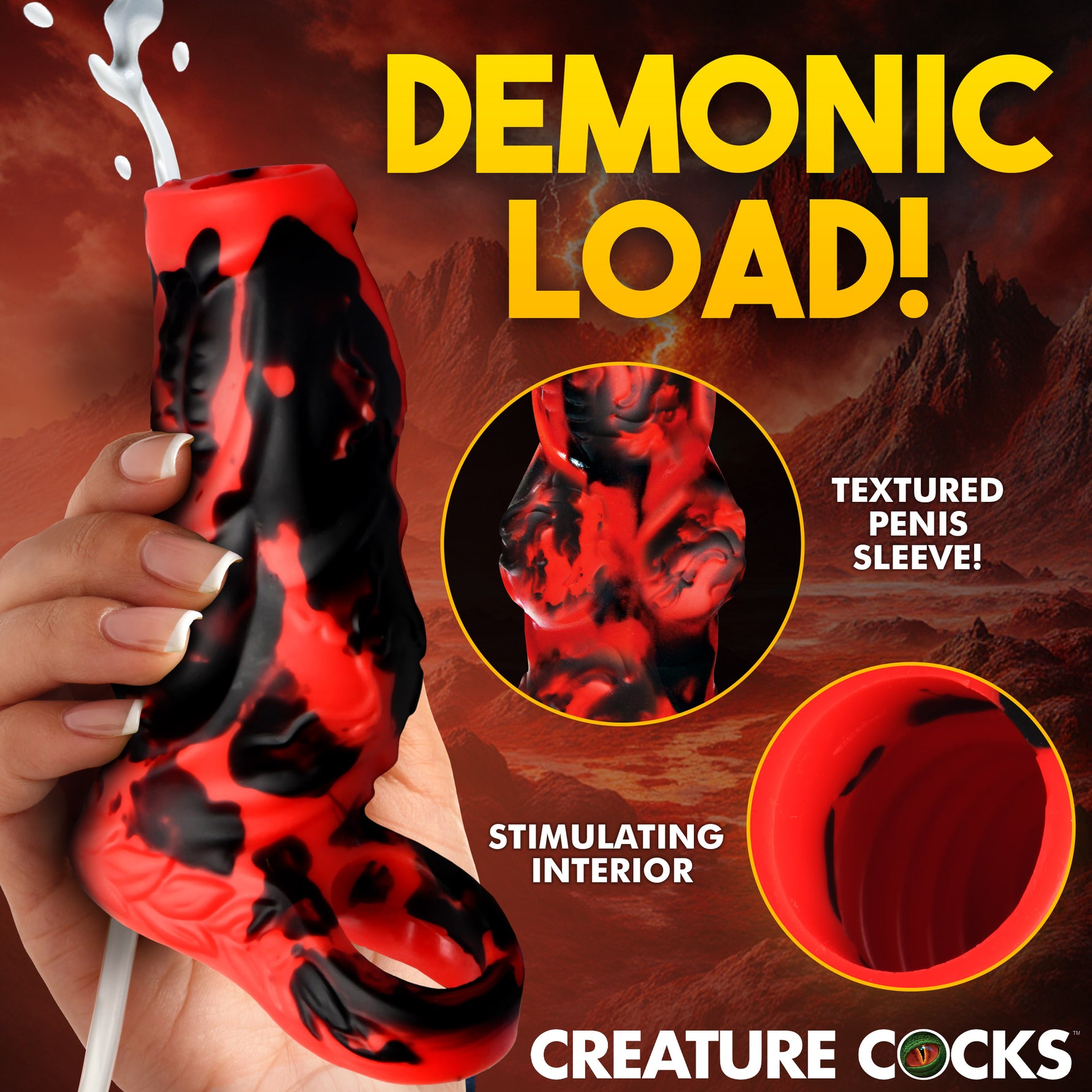 Creature Cocks Hell Hound Squirting Penis Enhancer in Red
