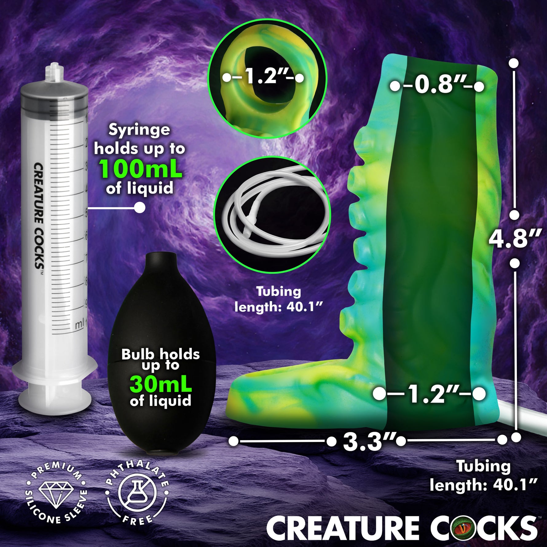 Creature Cocks Siphon Tentacle Squirting Penis in Green