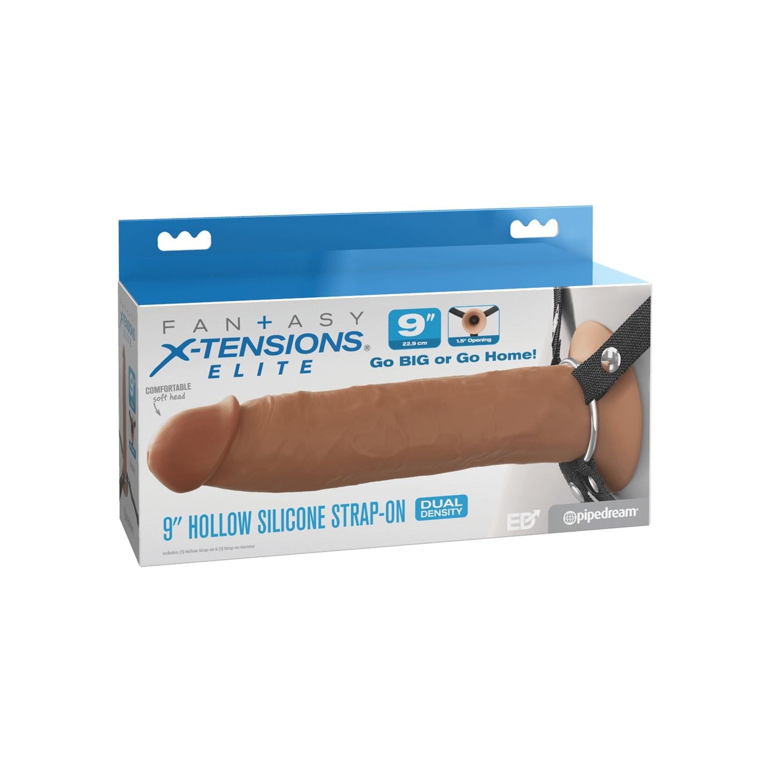Fantasy X-tensions Elite 9 Inch Hollow Strap-On in Brown