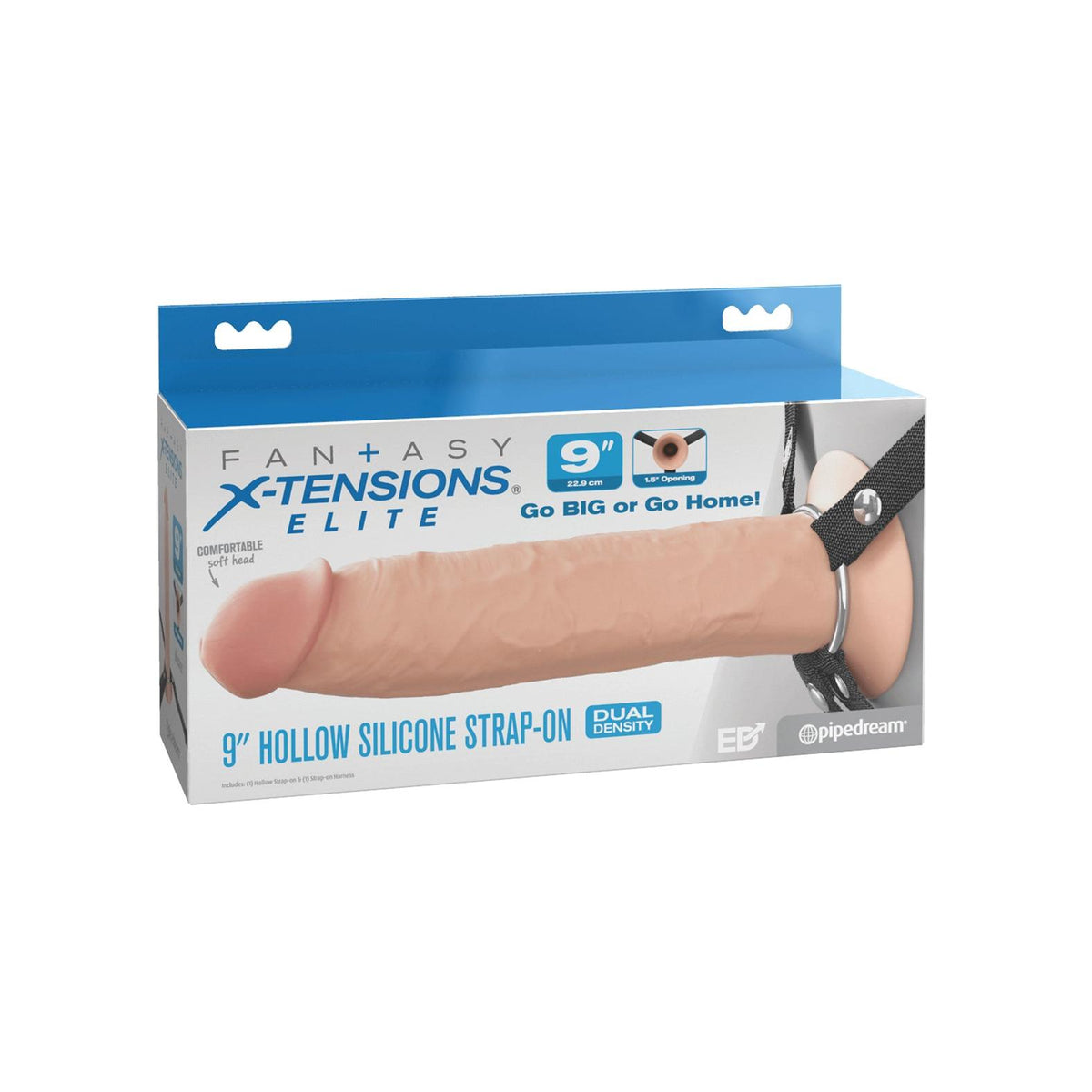 Fantasy X-tensions Elite 9 Inch Hollow Strap-On in Light