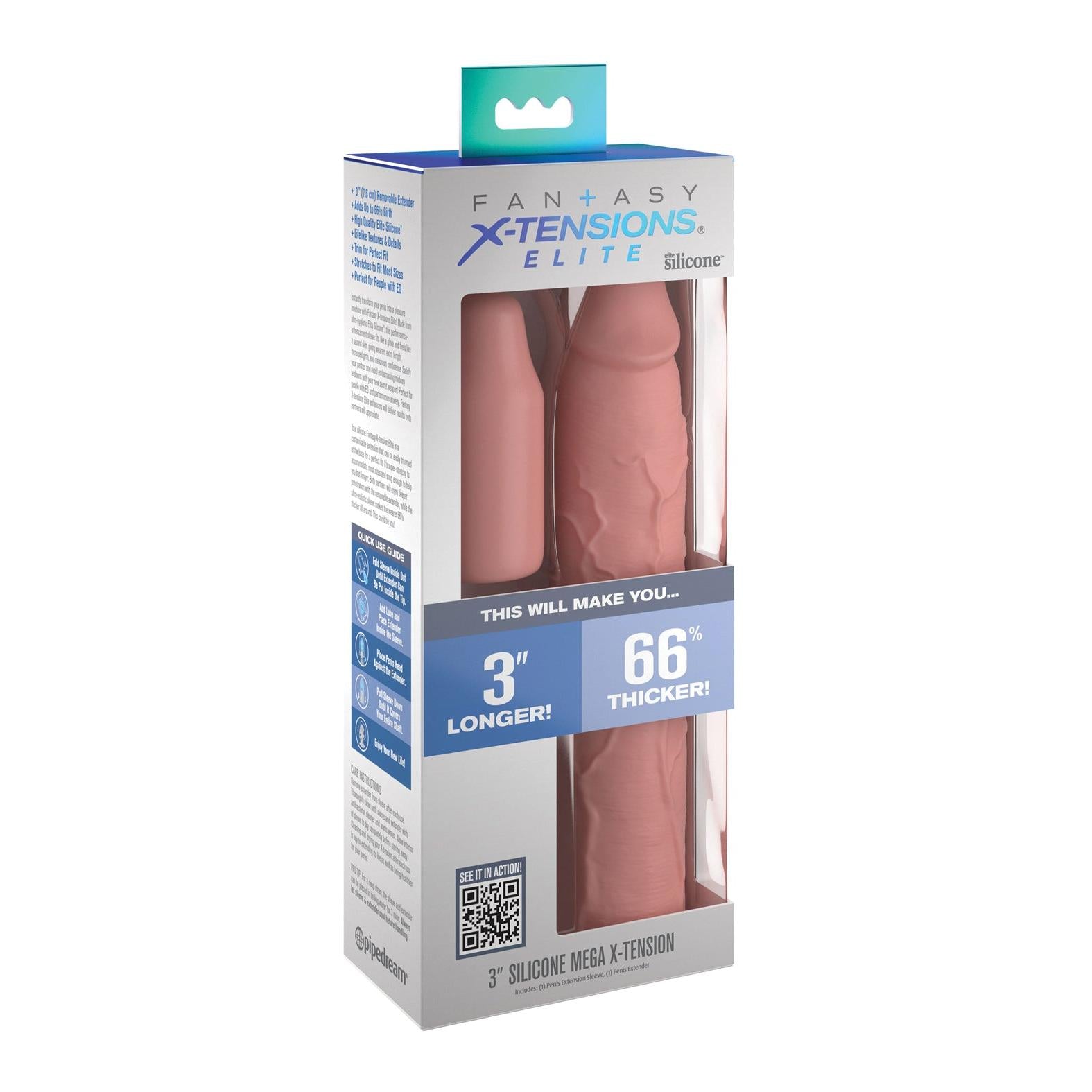Fantasy X-tensions Elite 9 Inch Sleeve with 3 Inch Plug Penis Sleeve in Light