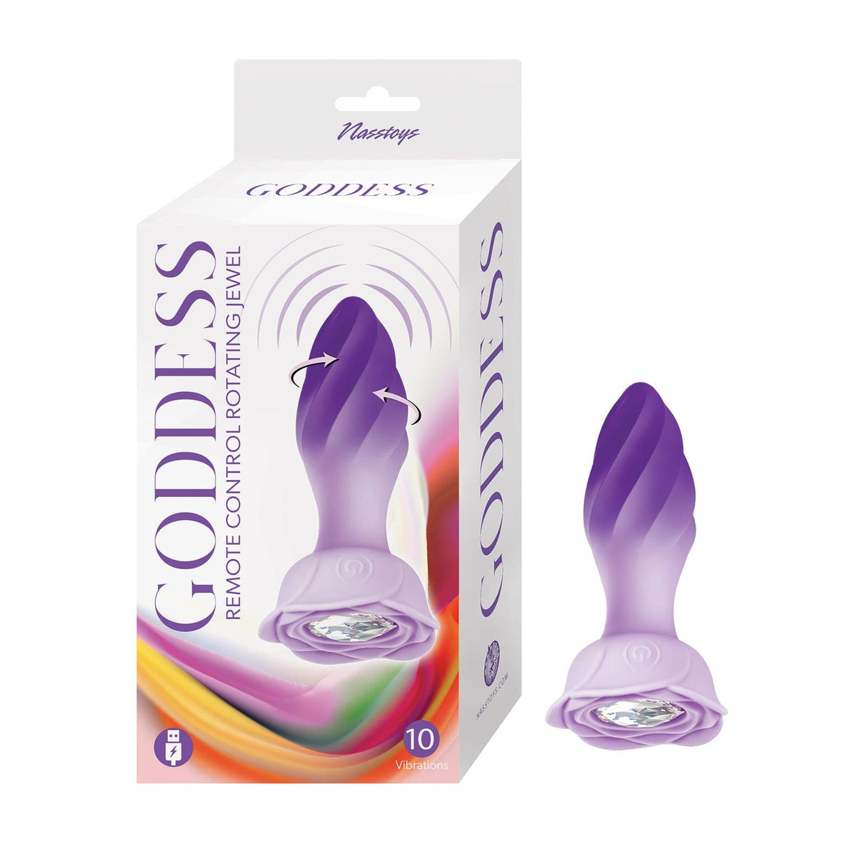 Goddess Remote Rotating Jewel Butt Plug in Purple