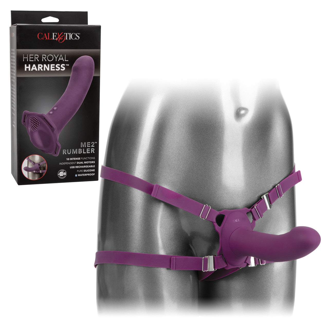 Her Royal Harness ME2 Rumble Vibrating Silicone Strap-On