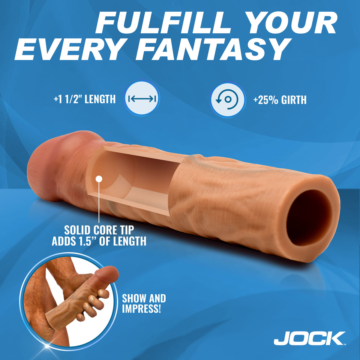 Jock Enhancers 1.5 Inch Silicone Penis Extension Sleeve in Medium