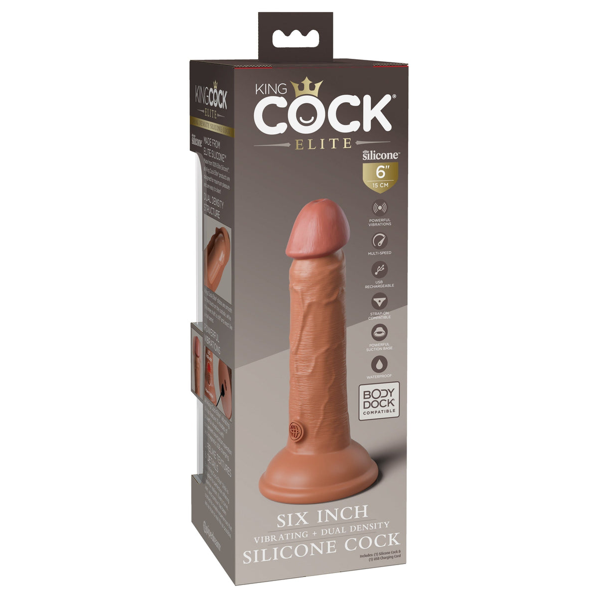 King Cock Elite 6 Inch Dual Density Vibrating Silicone Dildo