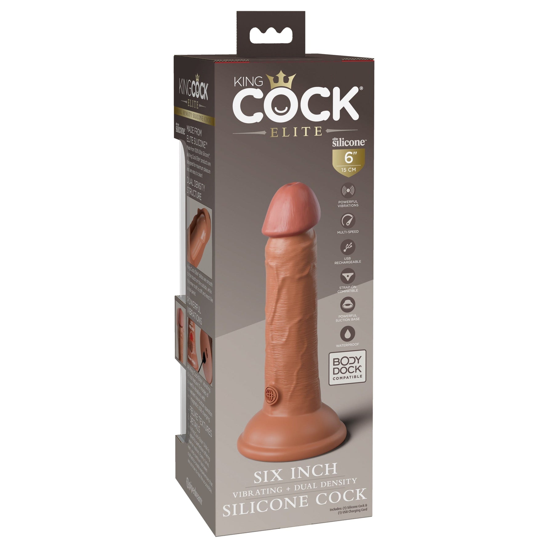 King Cock Elite 6 Inch Dual Density Vibrating Silicone Dildo