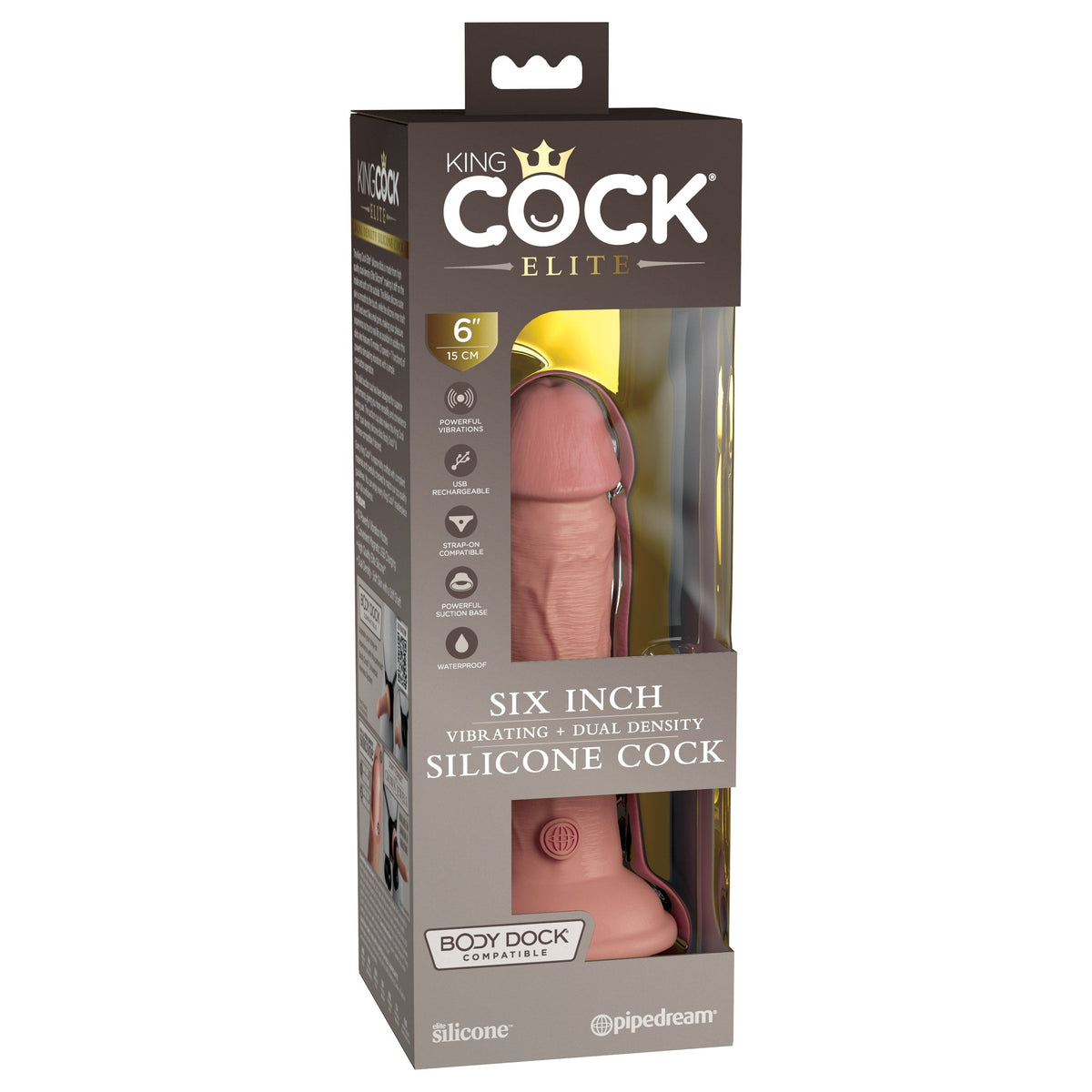 King Cock Elite 6 Inch Dual Density Vibrating Silicone Dildo