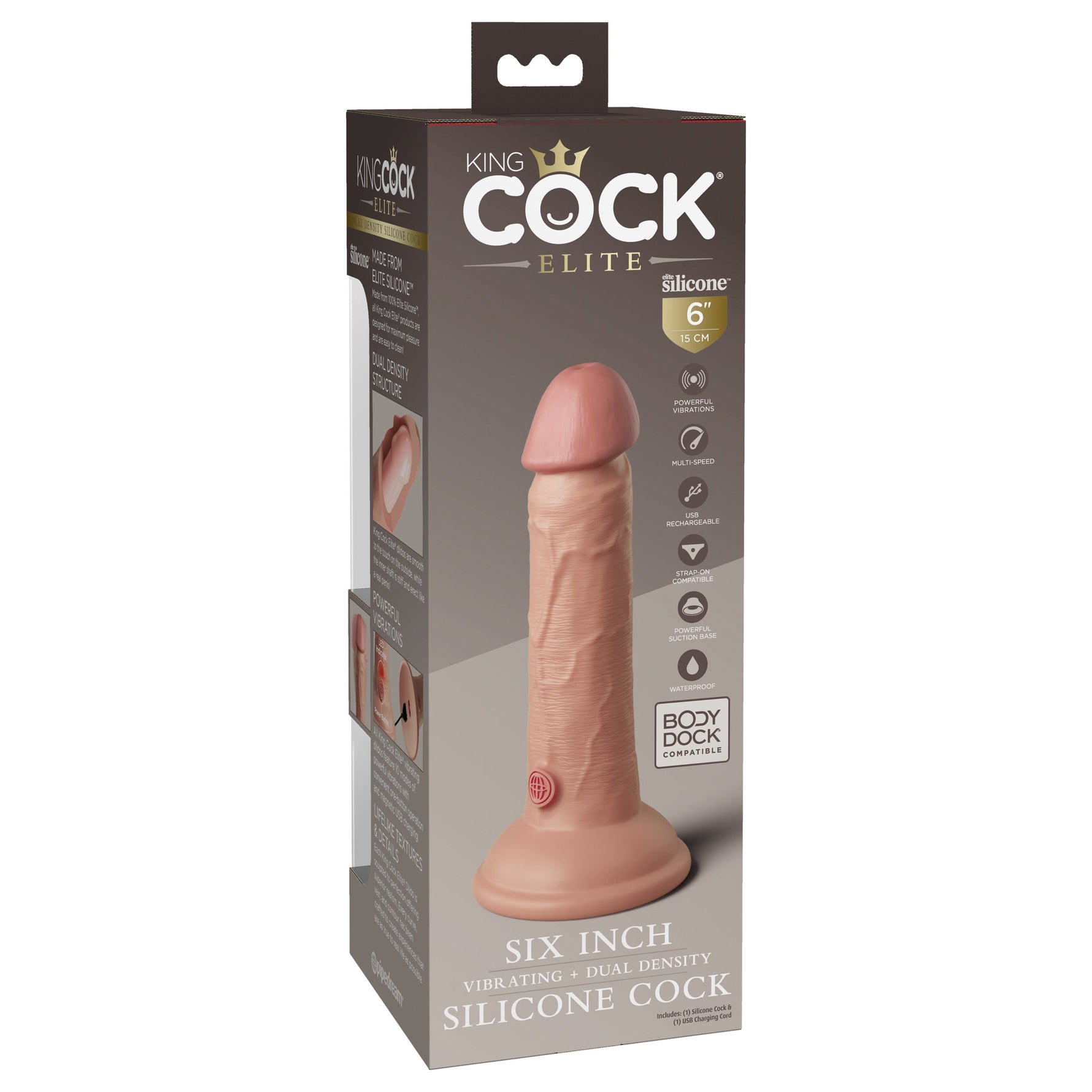 King Cock Elite 6 Inch Dual Density Vibrating Silicone Dildo