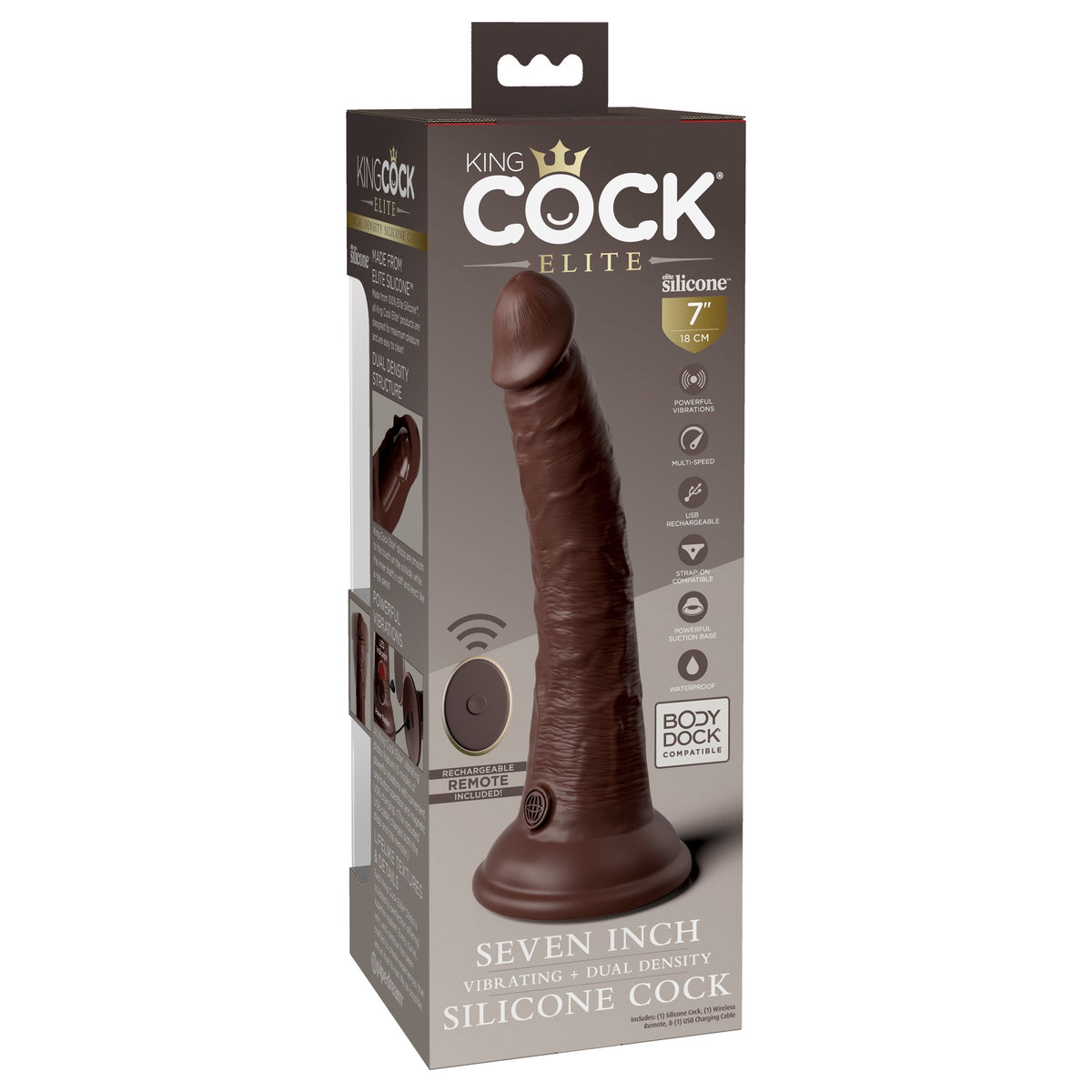 King Cock Elite 7 Inch Dual Density Vibrating Silicone Dildo