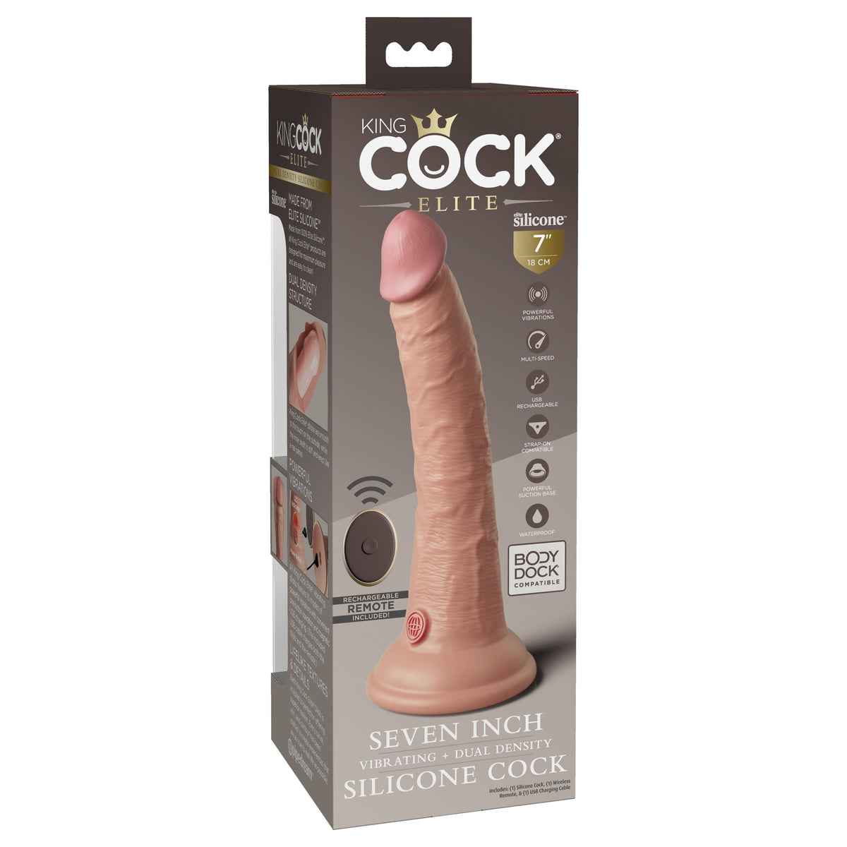 King Cock Elite 7 Inch Dual Density Vibrating Silicone Dildo