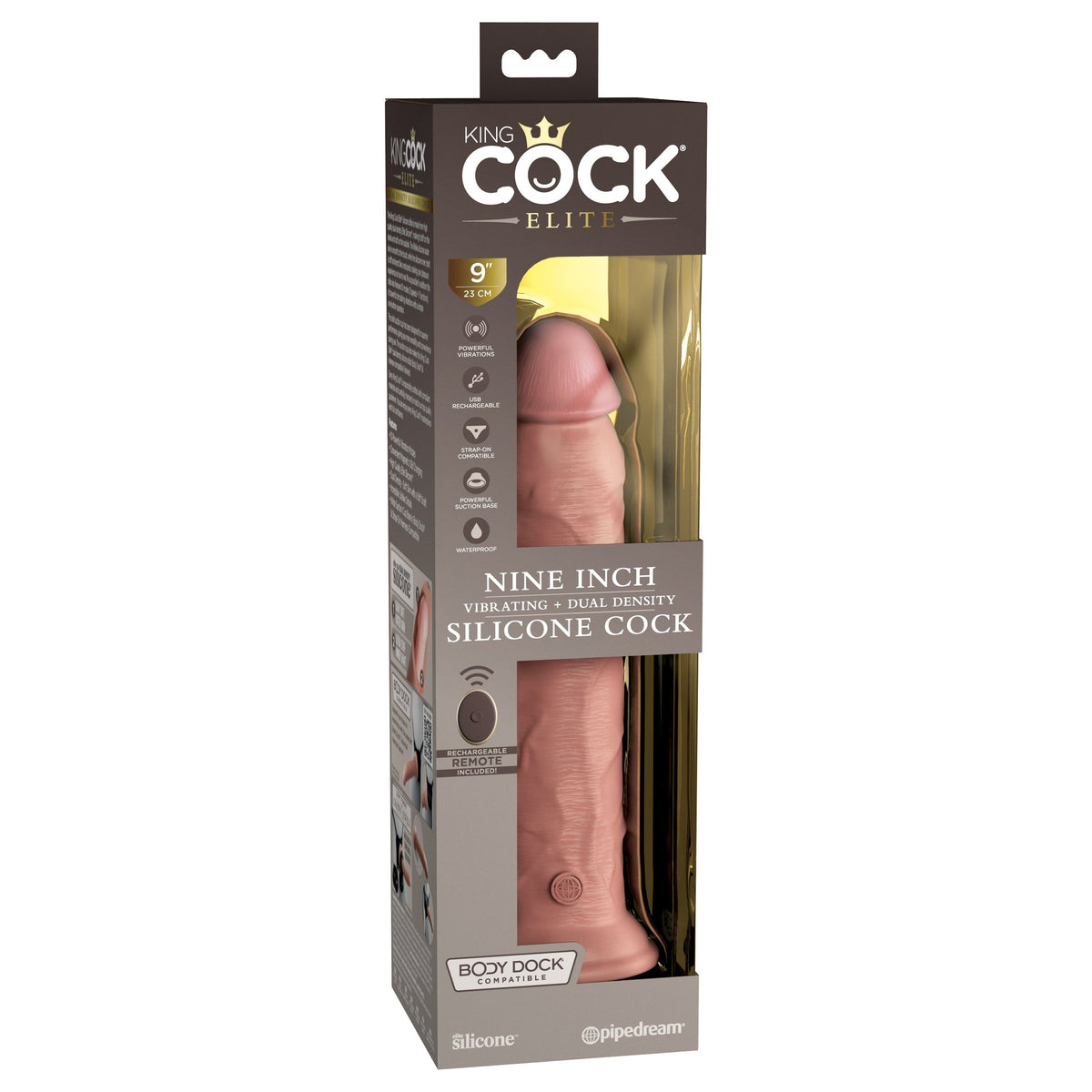 King Cock Elite 9 Inch Dual Density Vibrating Silicone Dildo