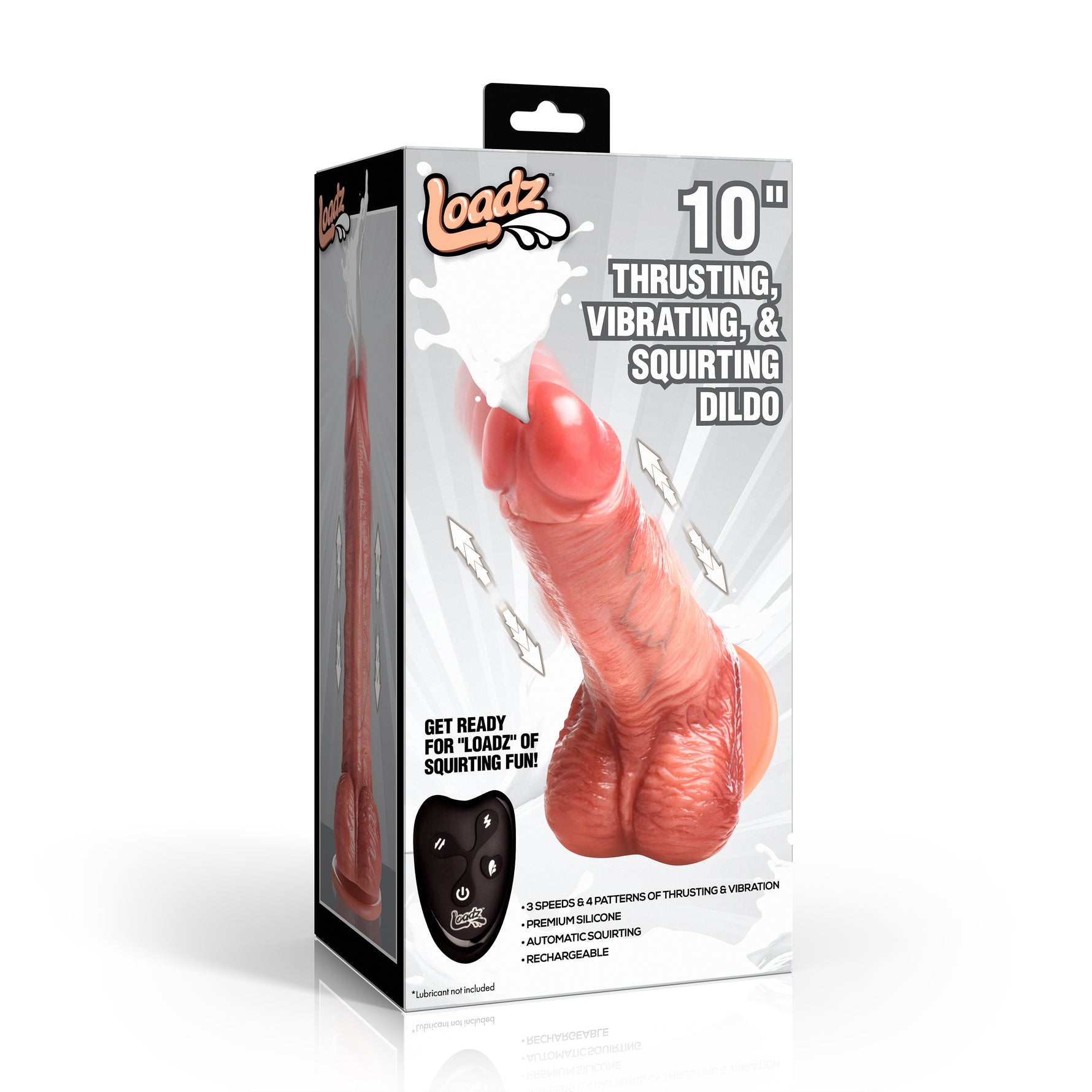 Loadz 10 Inch Thrusting, Vibrating, & Squirting Dildo