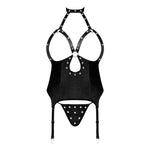 Lust Mistress Cupless Corset, Collar, Garters & G-String