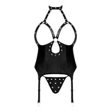 Lust Mistress Cupless Corset, Collar, Garters & G-String