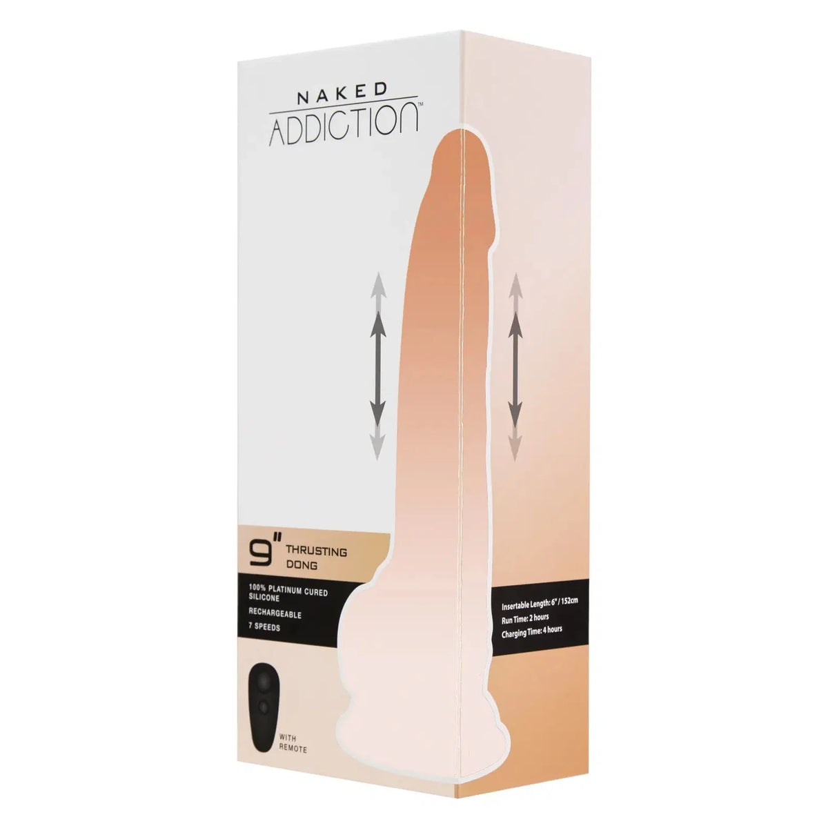 Naked Addiction 9 Inch Thrusting Dildo - HotCherry Naked Addiction 9 Inch Thrusting Dildo - HotCherry
