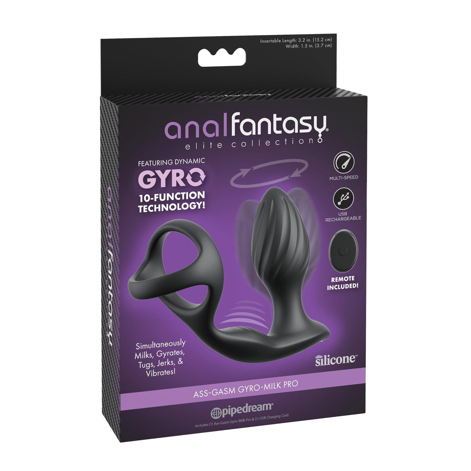 Pipedream Ass-Gasam Gyro-Milk Pro Prostate Massager in Black