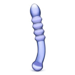 Purple Rain Ribbed Glass Dildo