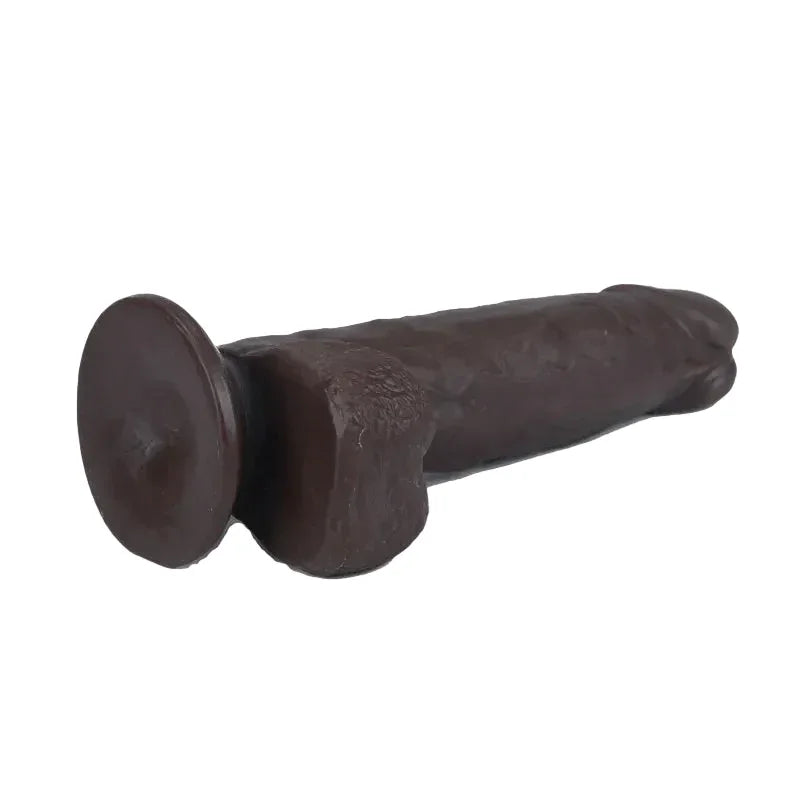 Real Skin 7.5 Inch Dual Layer Dildo in Dark Brown