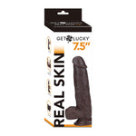 Real Skin 7.5 Inch Dual Layer Dildo in Dark Brown