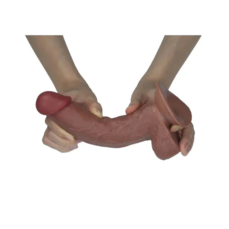 Real Skin 7.5 Inch Dual Layer Dildo in Light Brown