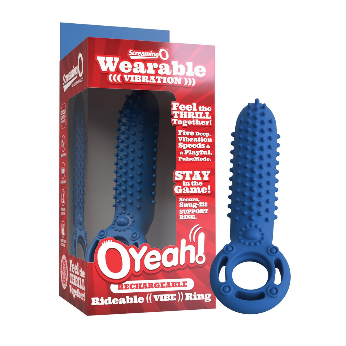Screaming O O Yeah Silicone Cock Ring in Blue