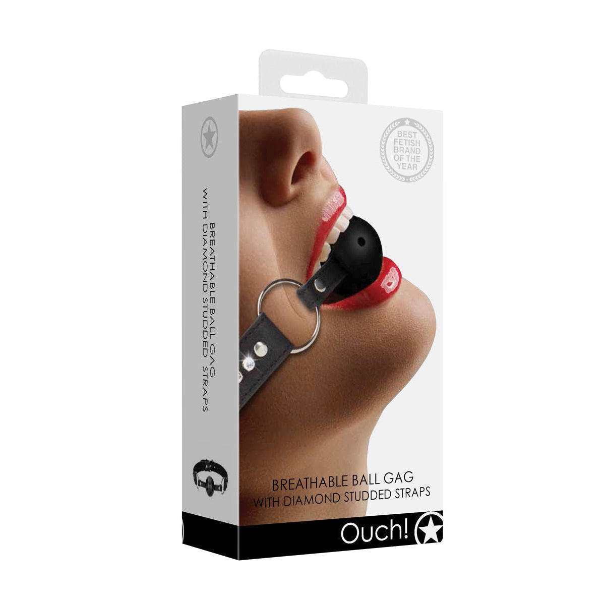Shots Ouch Breathable Ball Gag with Diamond Studded Straps
