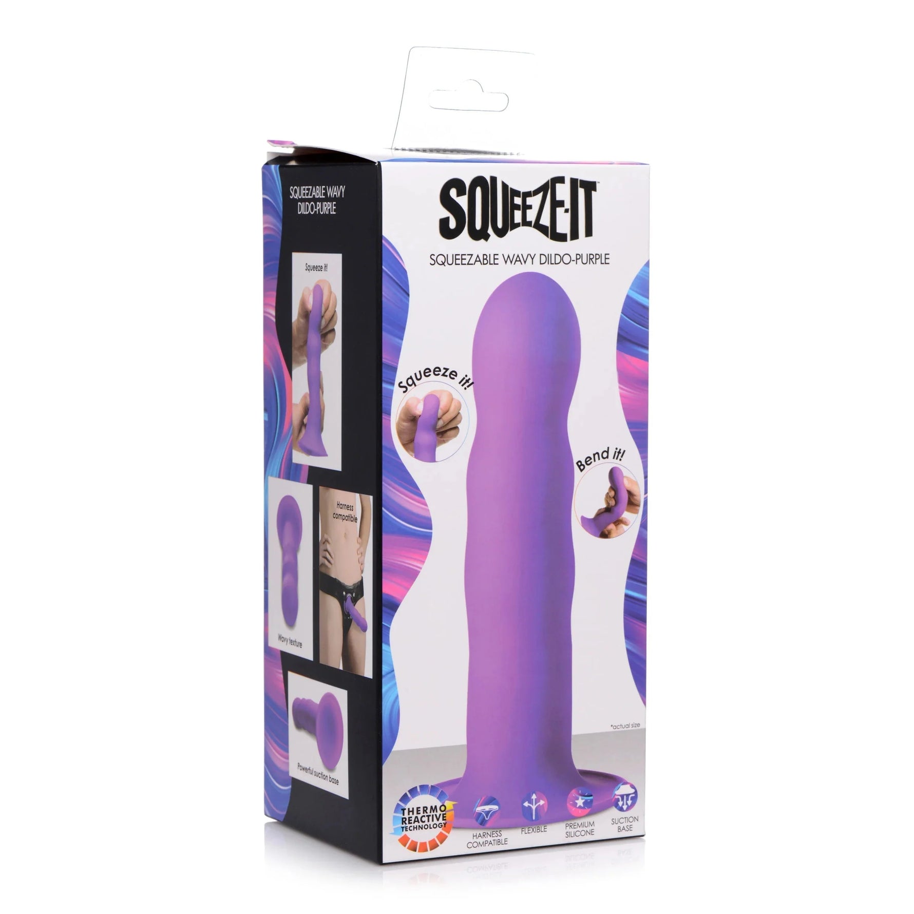 Squeeze-It Squeezable Wavy Dildo for Strap-On