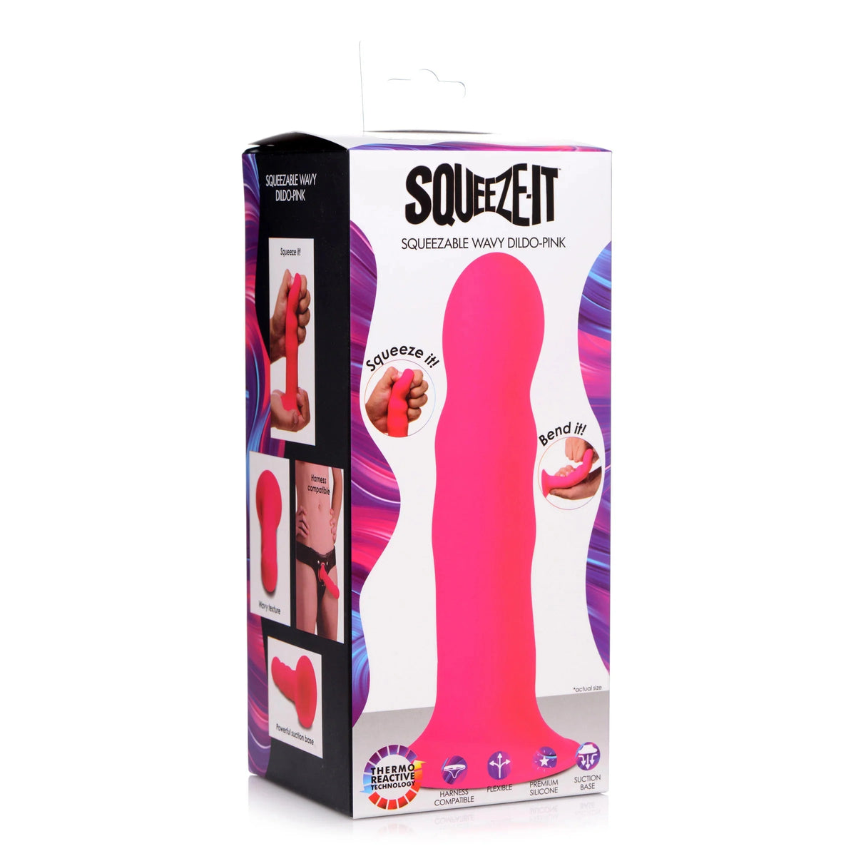 Squeeze-It Squeezable Wavy Dildo for Strap-On