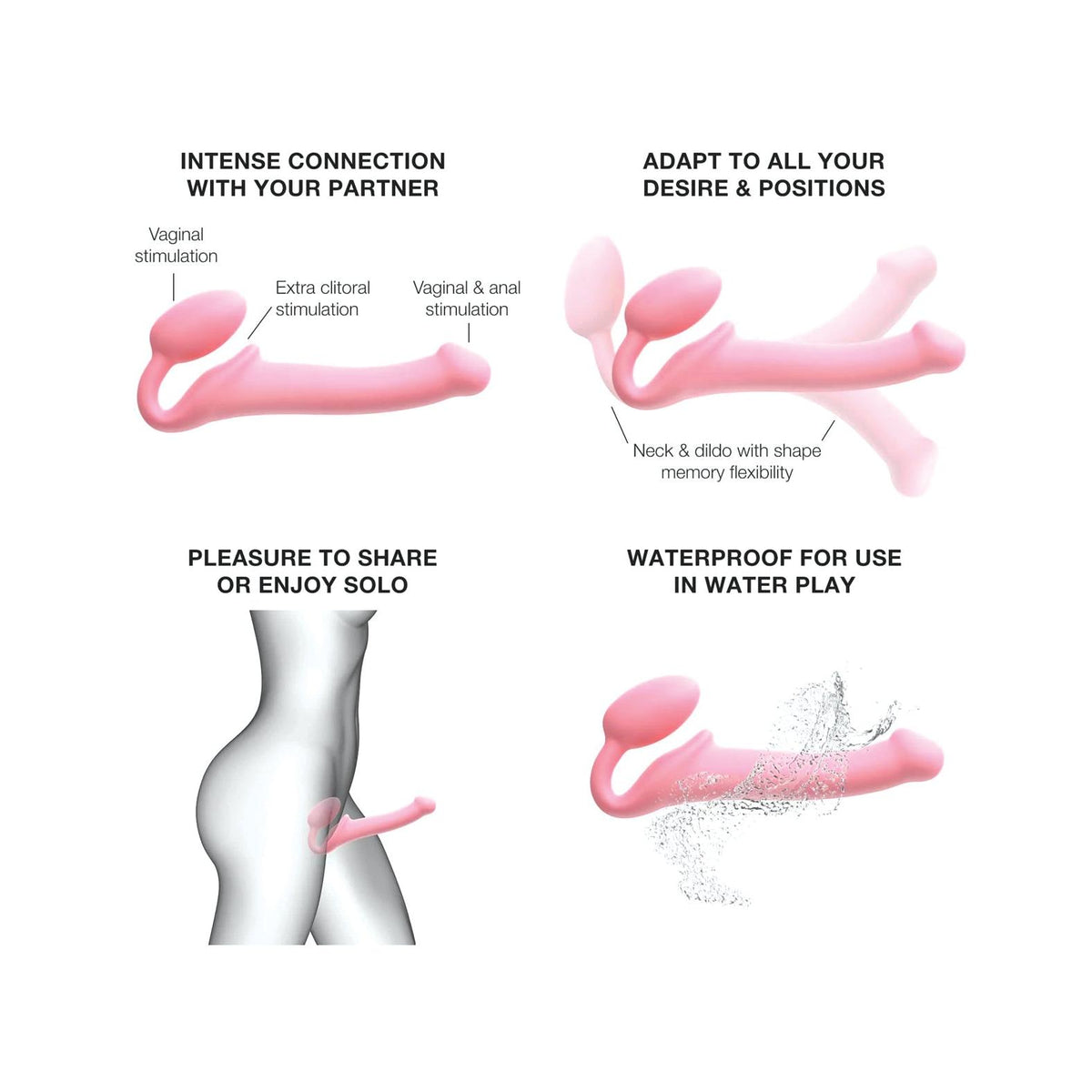 Strap-on-Me Semi-Realistic Bendable Strap-on Dildo in Pink