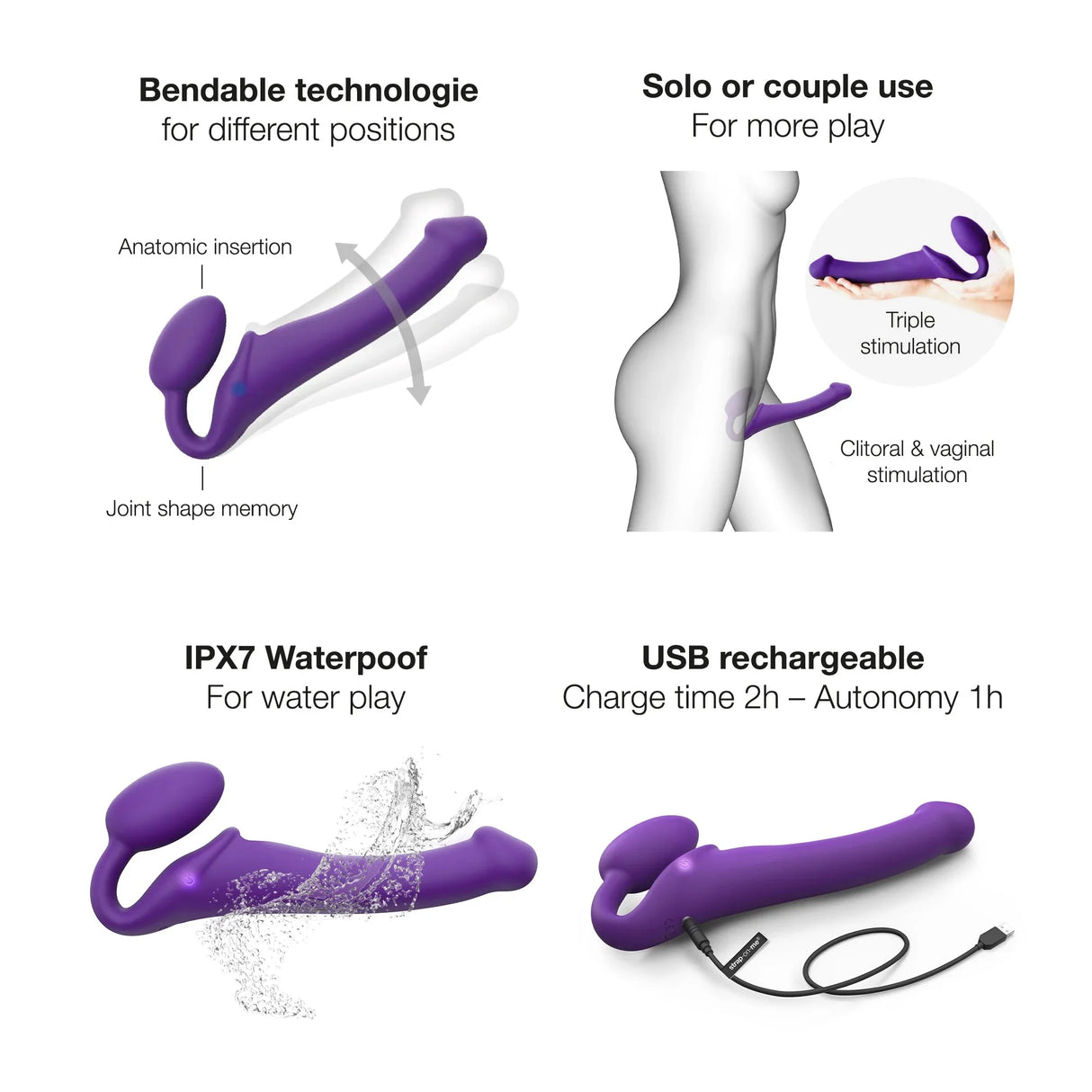 Strap-On-Me Vibrating Bendable Strapless Strap On