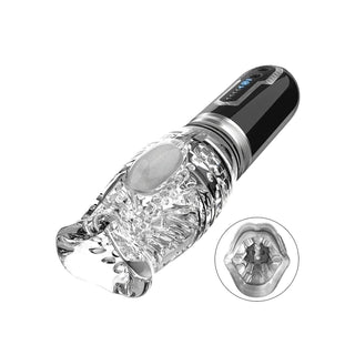 The Male Rose 3 Thrusting Rotating Vibrating Oral Sex Masturbator in Black
