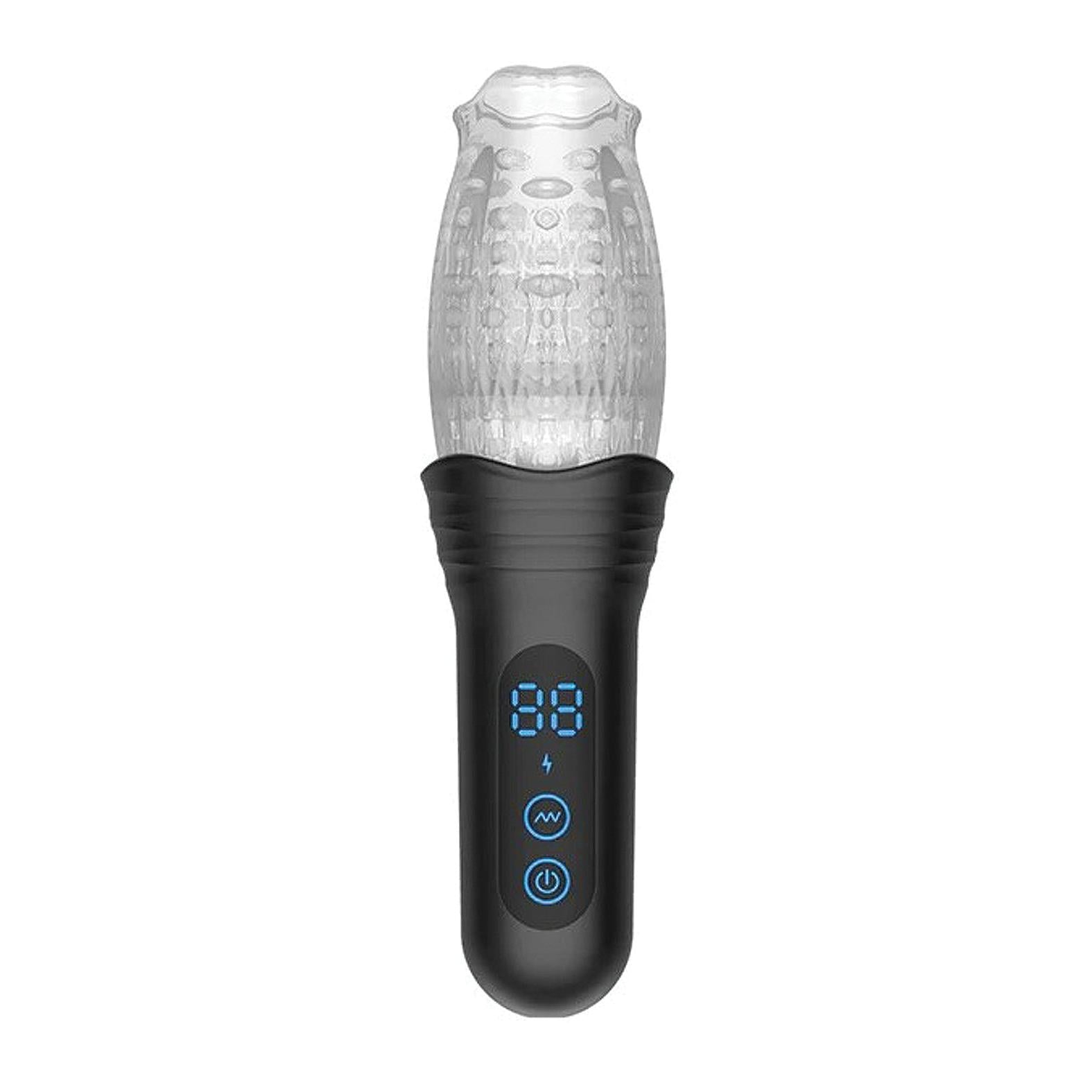The Male Rose Pro Thrusting Rotating Vibrating Masturbator in Black