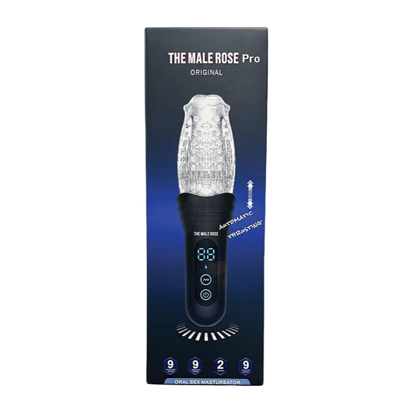 The Male Rose Pro Thrusting Rotating Vibrating Masturbator in Black