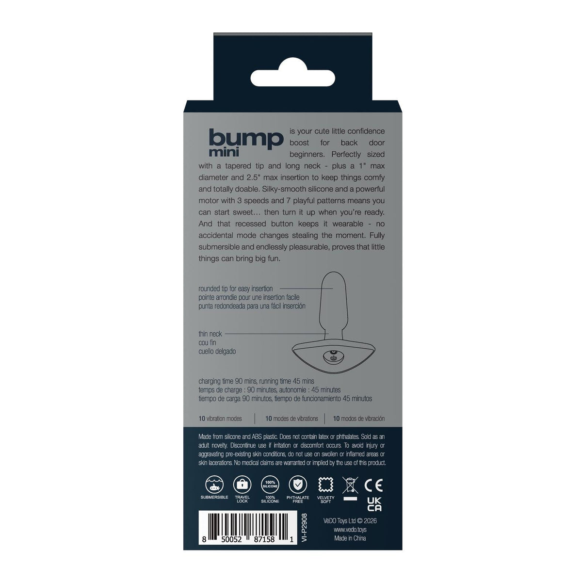 VeDO Bump Mini Rechargeable Anal Plug in Black