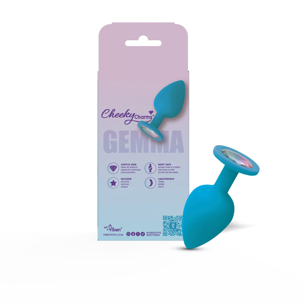 Viben Gemma Clear Iridescent Gem Teal Silicone Plug - L