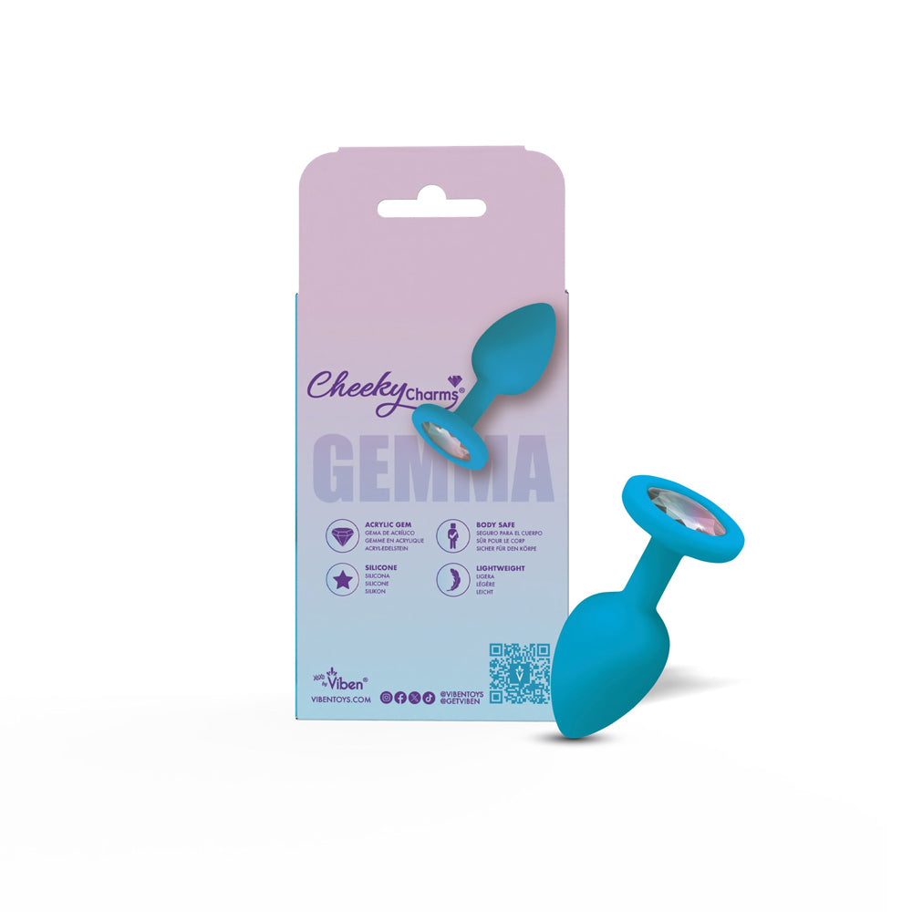 Viben Gemma Clear Iridescent Gem Teal Silicone Plug - S