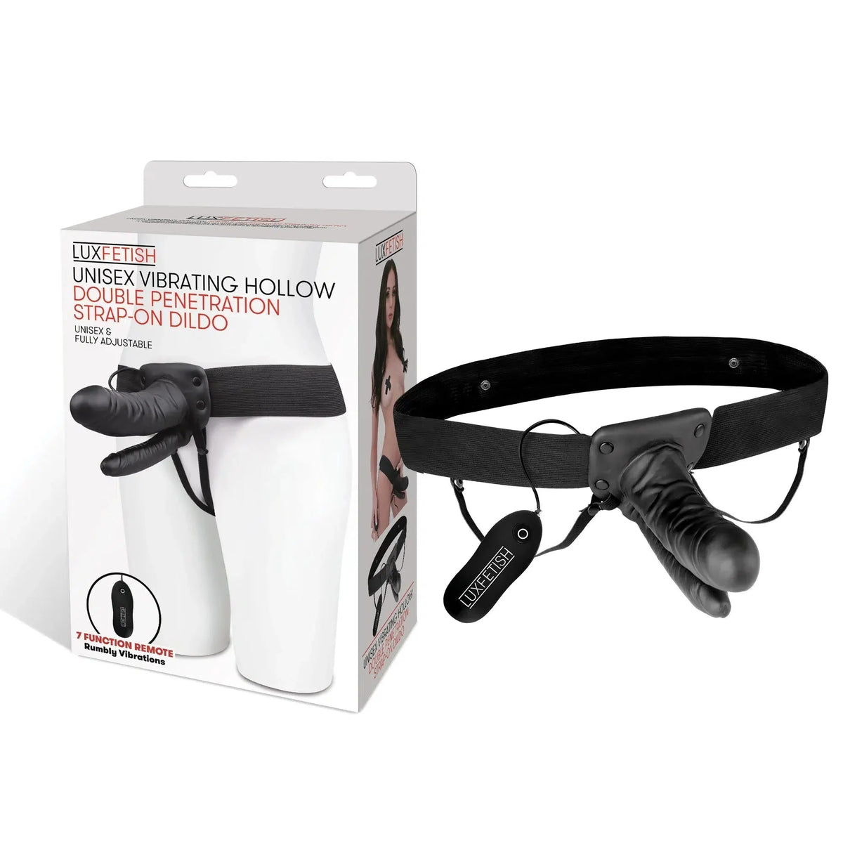 Vibrating Hollow Double Penetration Strap On Dildo