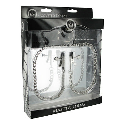 Coveted Bondage Collar with Nipple Clamps