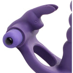 Double Delight Dual Insertion Vibrating Rabbit Cock Ring - Purple