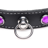 Fierce Vixen Leather Choker with Rhinestones - Purple