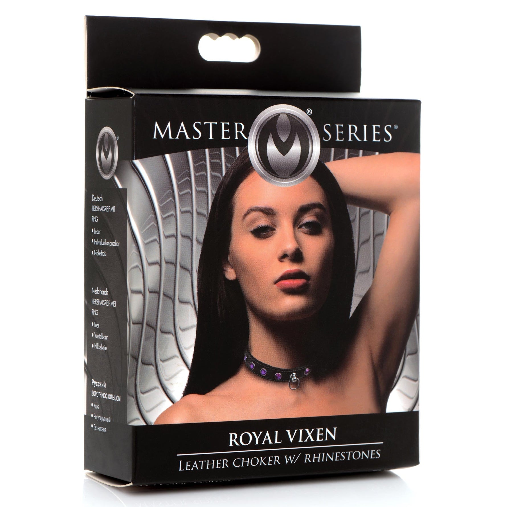 Fierce Vixen Leather Choker with Rhinestones - Purple