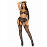 Leg Avenue 3-Piece Rhinestone Bra Top, G-String, and Garter Belt Stockings