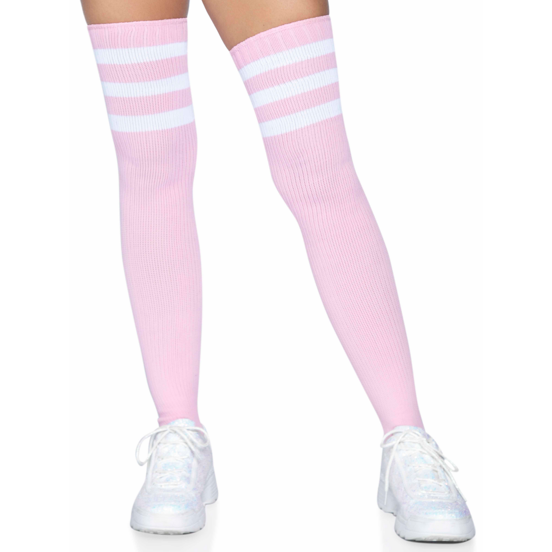 Leg Avenue 3 Stripes Athletic Ribbed Thigh Highs