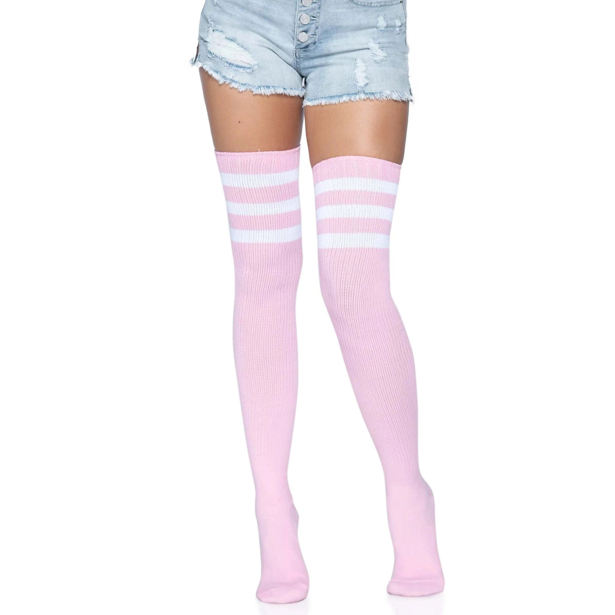 Leg Avenue 3 Stripes Athletic Ribbed Thigh Highs