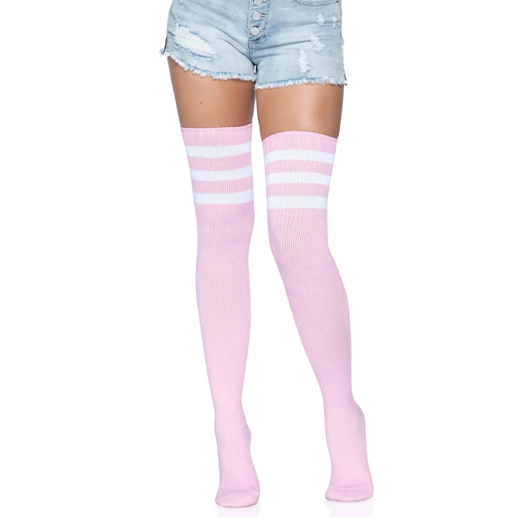Leg Avenue 3 Stripes Athletic Ribbed Thigh Highs