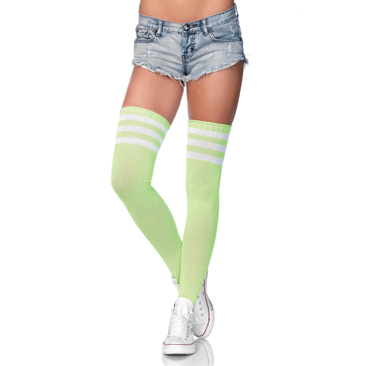 Leg Avenue 3 Stripes Athletic Ribbed Thigh Highs